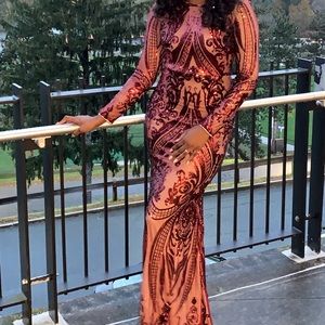 Long burgundy sequin dress